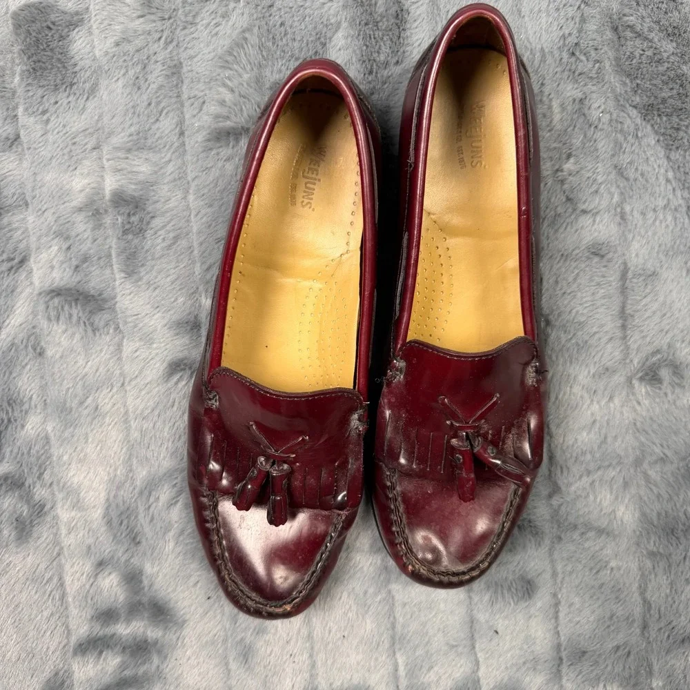 G.H. Bass Weejuns Tassel Loafers Mens 10 Burgundy Kiltie Leather 6152